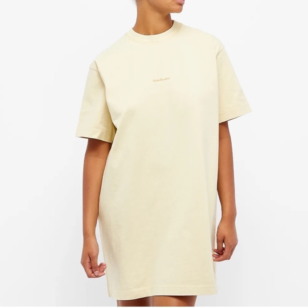 Acne Studios Logo T-Shirt Dress vanilla yellow - Picture 1 of 7